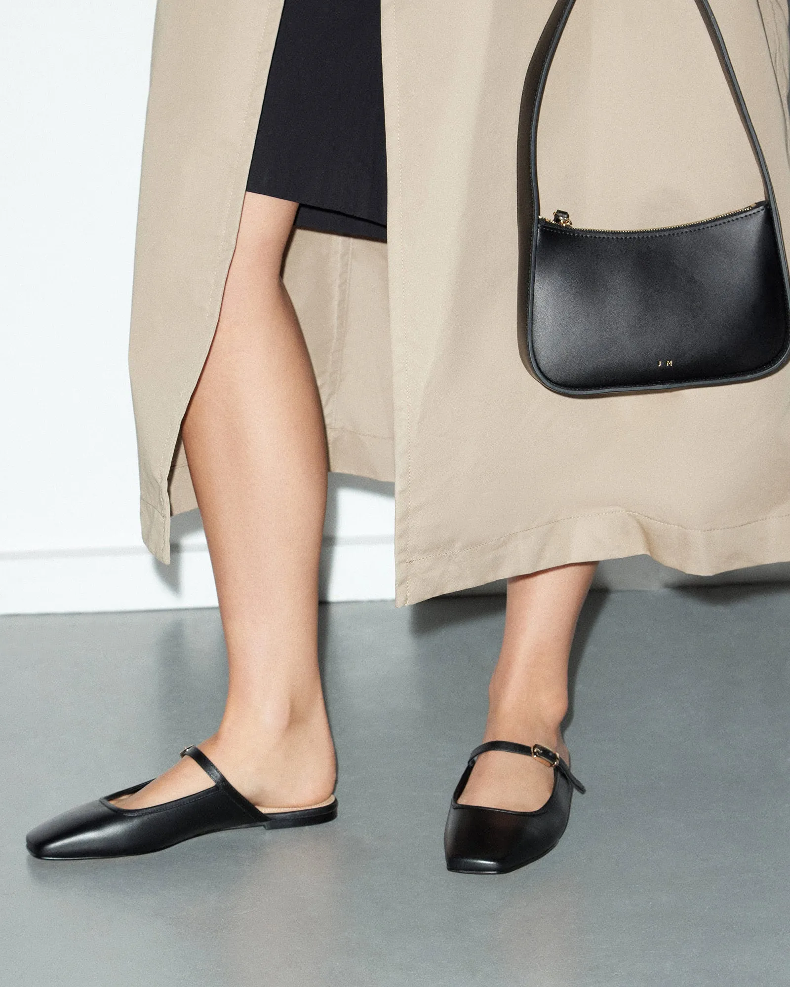 SAMMY DRESS FLATS SCHWARZES LEDER