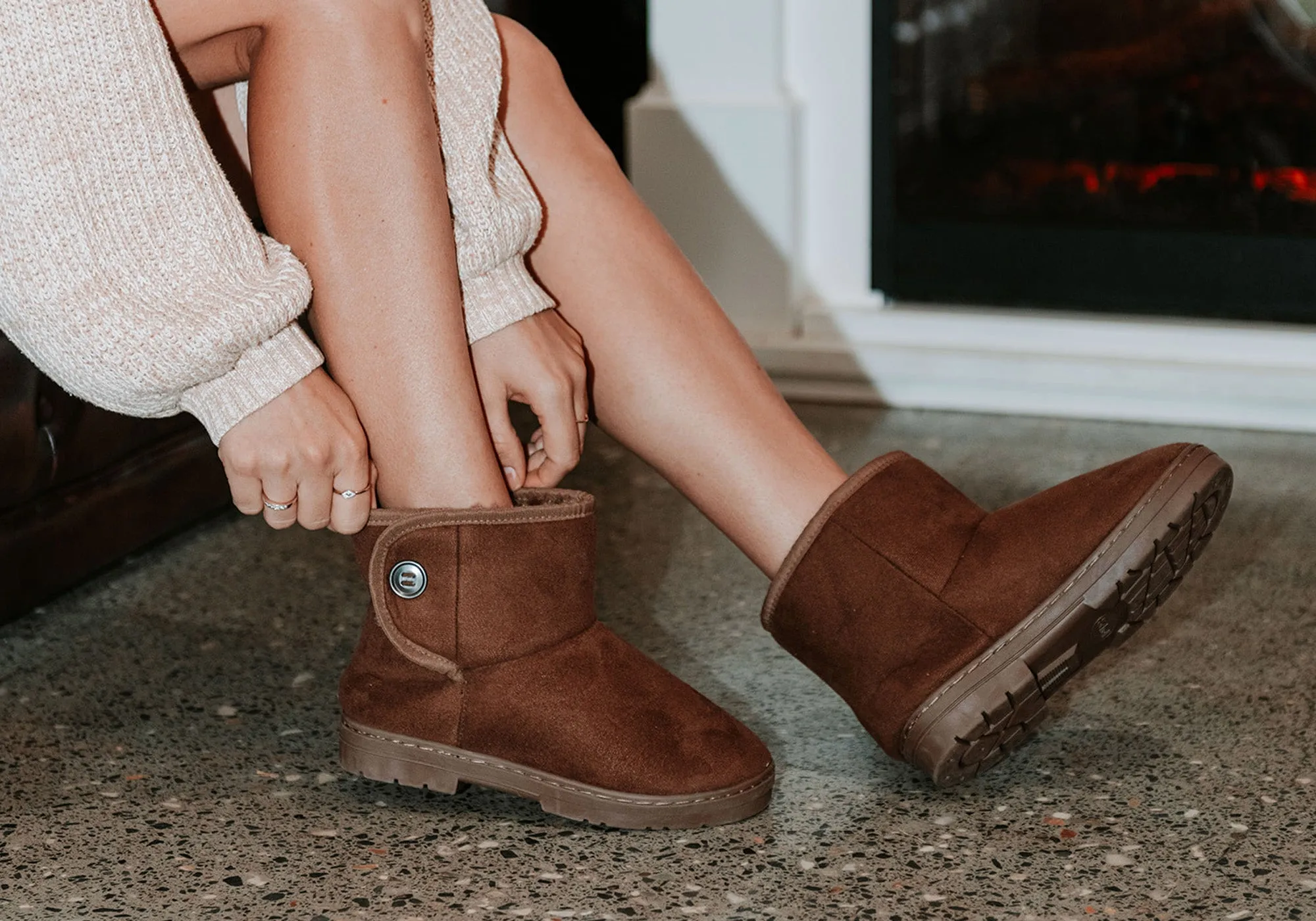 Scholl Orthaheel Fluffy II Damen Komfort Hausschuhe Stiefel mit Unterstützung Scholl Orthaheel Schuhe