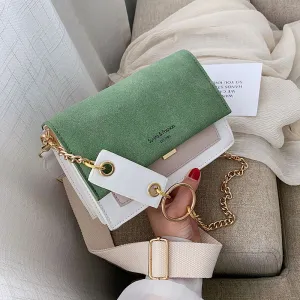 Schrubbenleder Kontrastfarbe Umhängetaschen Für Damen 2020 Kette Messenger Schultertasche Damen Geldbörsen und Handtaschen Crossbody Fashion Nova Taschen
