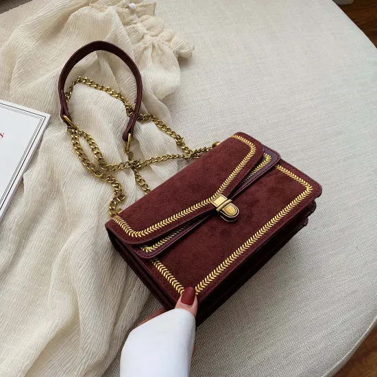 Schrubbenleder Querbody-Taschen für Damen 2020 Kette Schulter Messenger Tasche Dame Reise Luxus Handtaschen und Geldbörsen Fashion Nova Taschen