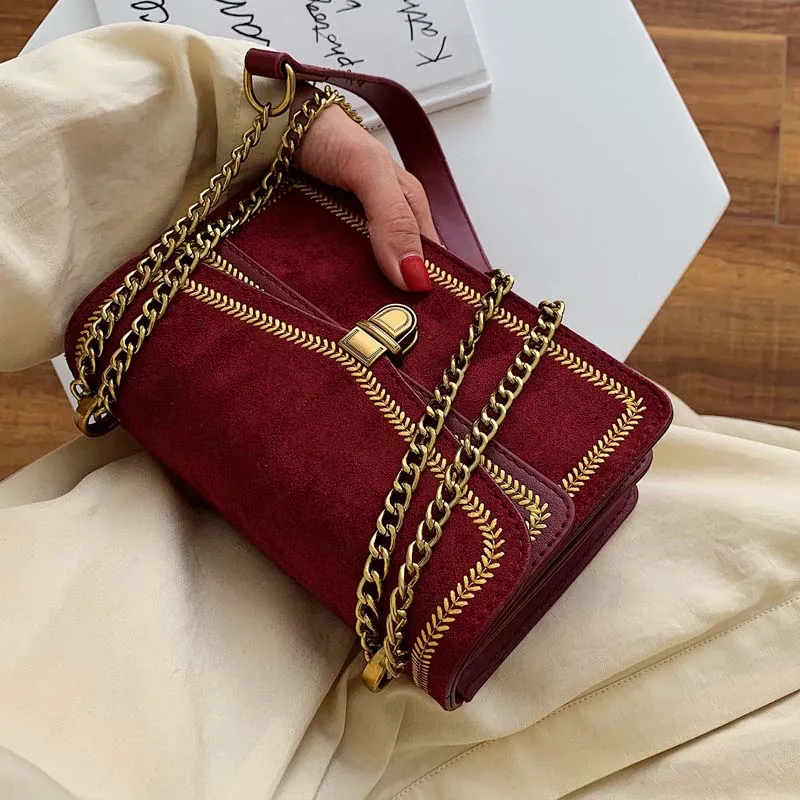 Schrubbenleder Querbody-Taschen für Damen 2020 Kette Schulter Messenger Tasche Dame Reise Luxus Handtaschen und Geldbörsen Fashion Nova Taschen