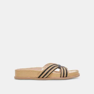 SELDA WEITE SANDALEN NATUR SCHWARZ RAFFIA