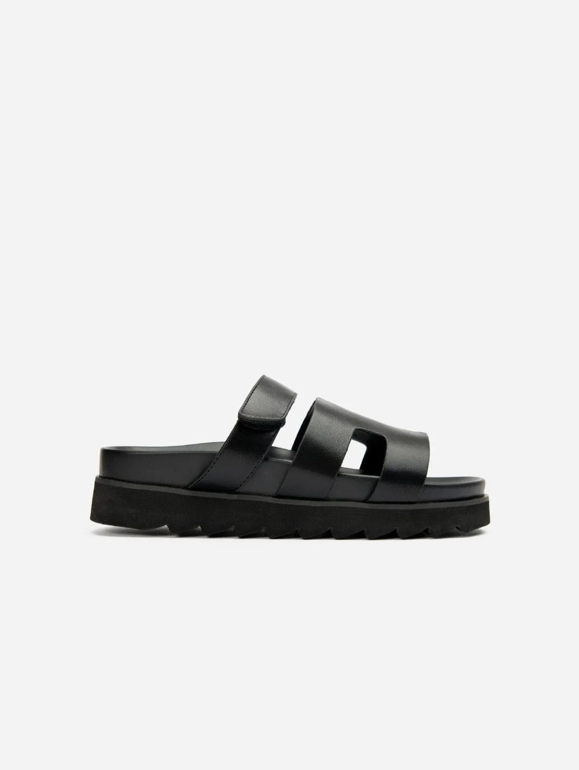Shea Damen Vegan-Leder Slide-Sandalen | Schwarz