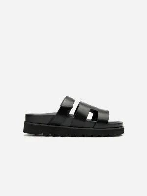 Shea Damen Vegan-Leder Slide-Sandalen | Schwarz