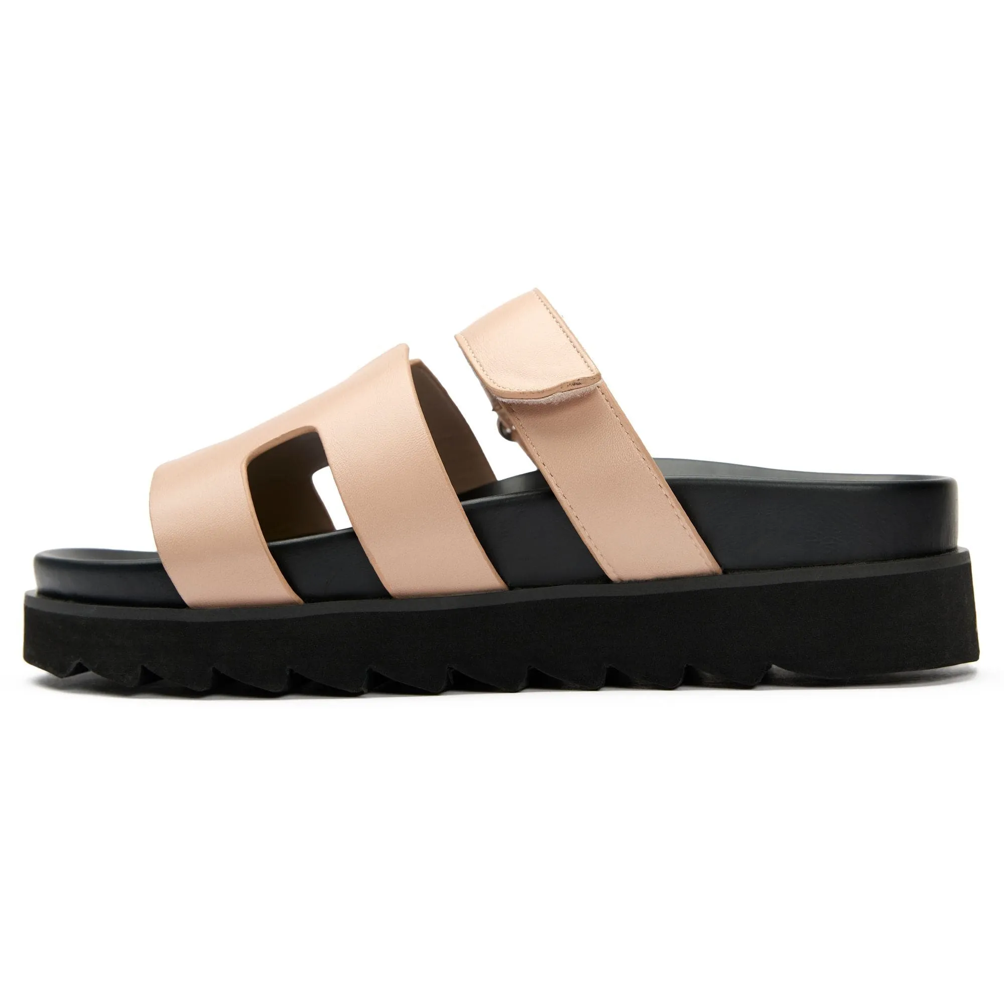 Shea Damen Vegan Leder Slide Sandalen | Natur