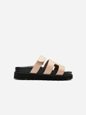 Shea Damen Vegan Leder Slide Sandalen | Natur