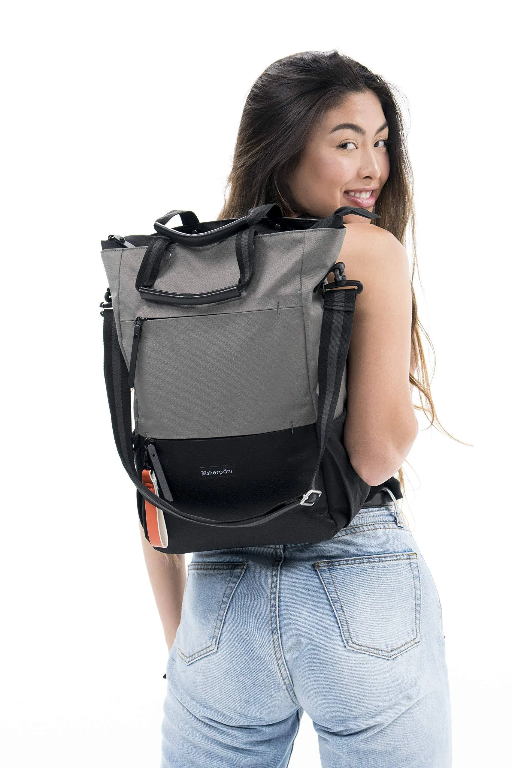 Sherpani Camden, Nylon-Convertible-Rucksack-Tasche, Tragetasche, Umhängetasche für Damen, RFID-Schutz, 15-Zoll-Laptophülle, Sherpani