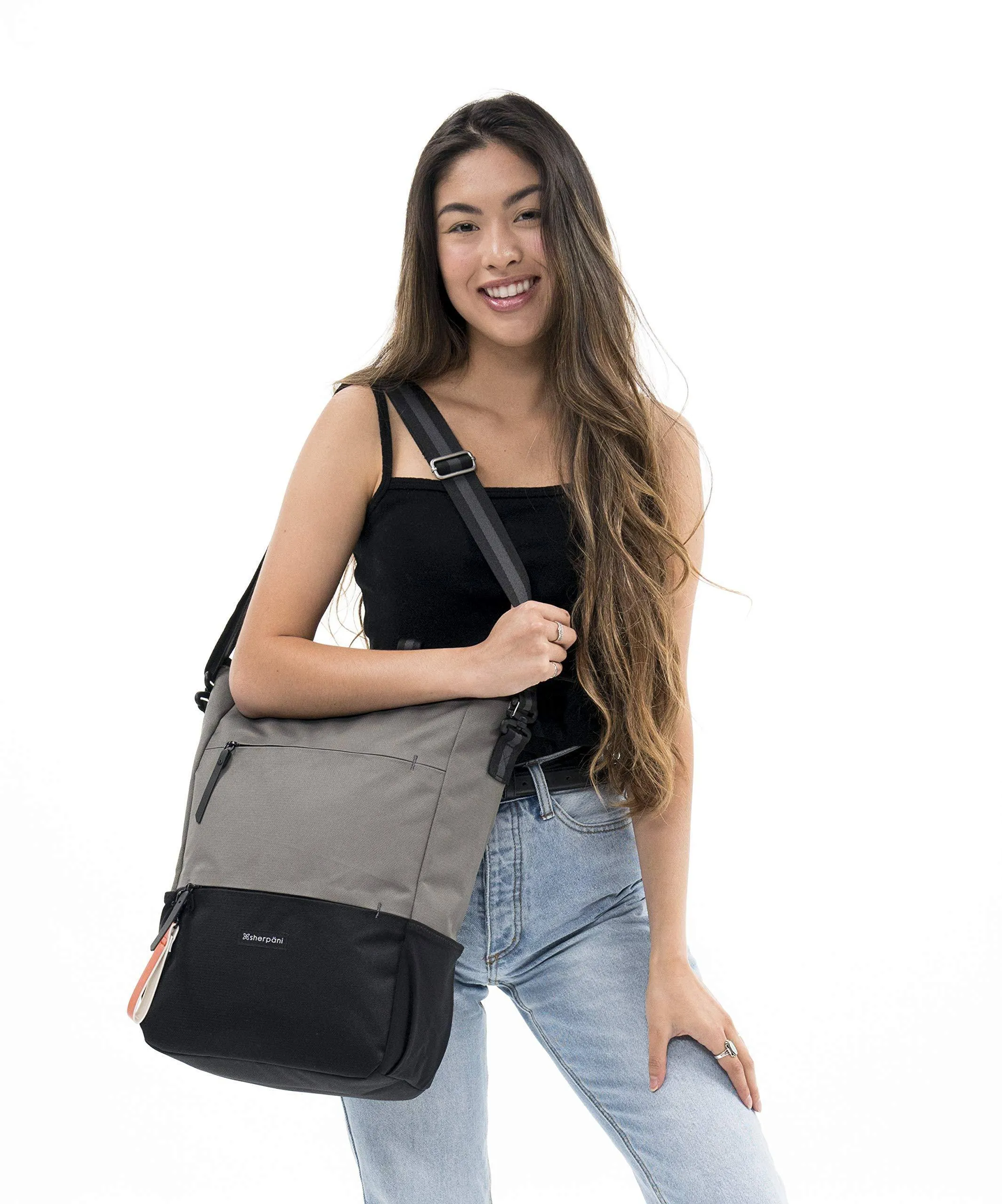 Sherpani Camden, Nylon-Convertible-Rucksack-Tasche, Tragetasche, Umhängetasche für Damen, RFID-Schutz, 15-Zoll-Laptophülle, Sherpani