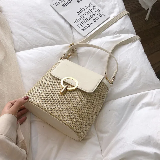 Kleine Stroh-Eimerhandtaschen für Damen 2020 Sommer Umhängetaschen Damen Reisehandtaschen und Handtaschen Damen Schultermessengertasche Fashion Nova Taschen