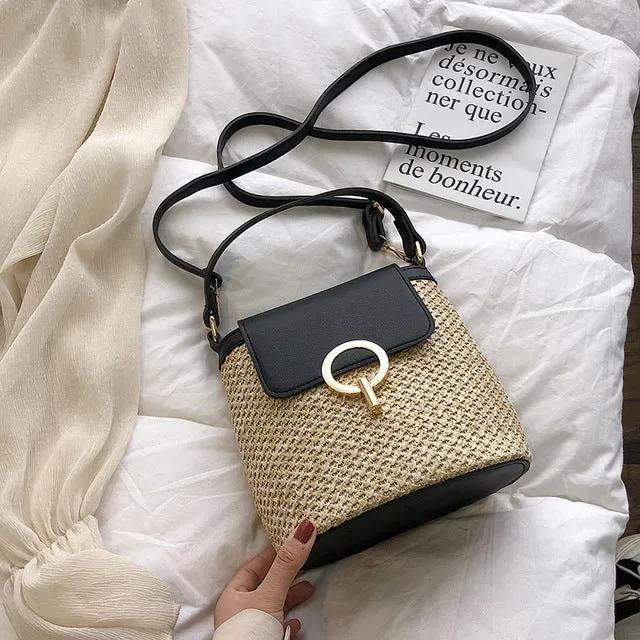 Kleine Stroh-Eimerhandtaschen für Damen 2020 Sommer Umhängetaschen Damen Reisehandtaschen und Handtaschen Damen Schultermessengertasche Fashion Nova Taschen