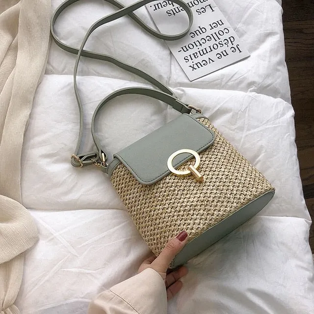 Kleine Stroh-Eimerhandtaschen für Damen 2020 Sommer Umhängetaschen Damen Reisehandtaschen und Handtaschen Damen Schultermessengertasche Fashion Nova Taschen