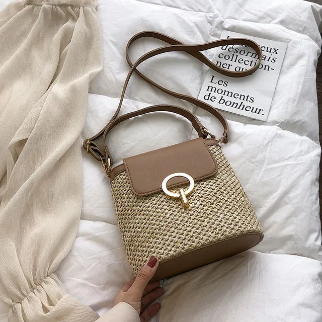 Kleine Stroh-Eimerhandtaschen für Damen 2020 Sommer Umhängetaschen Damen Reisehandtaschen und Handtaschen Damen Schultermessengertasche Fashion Nova Taschen