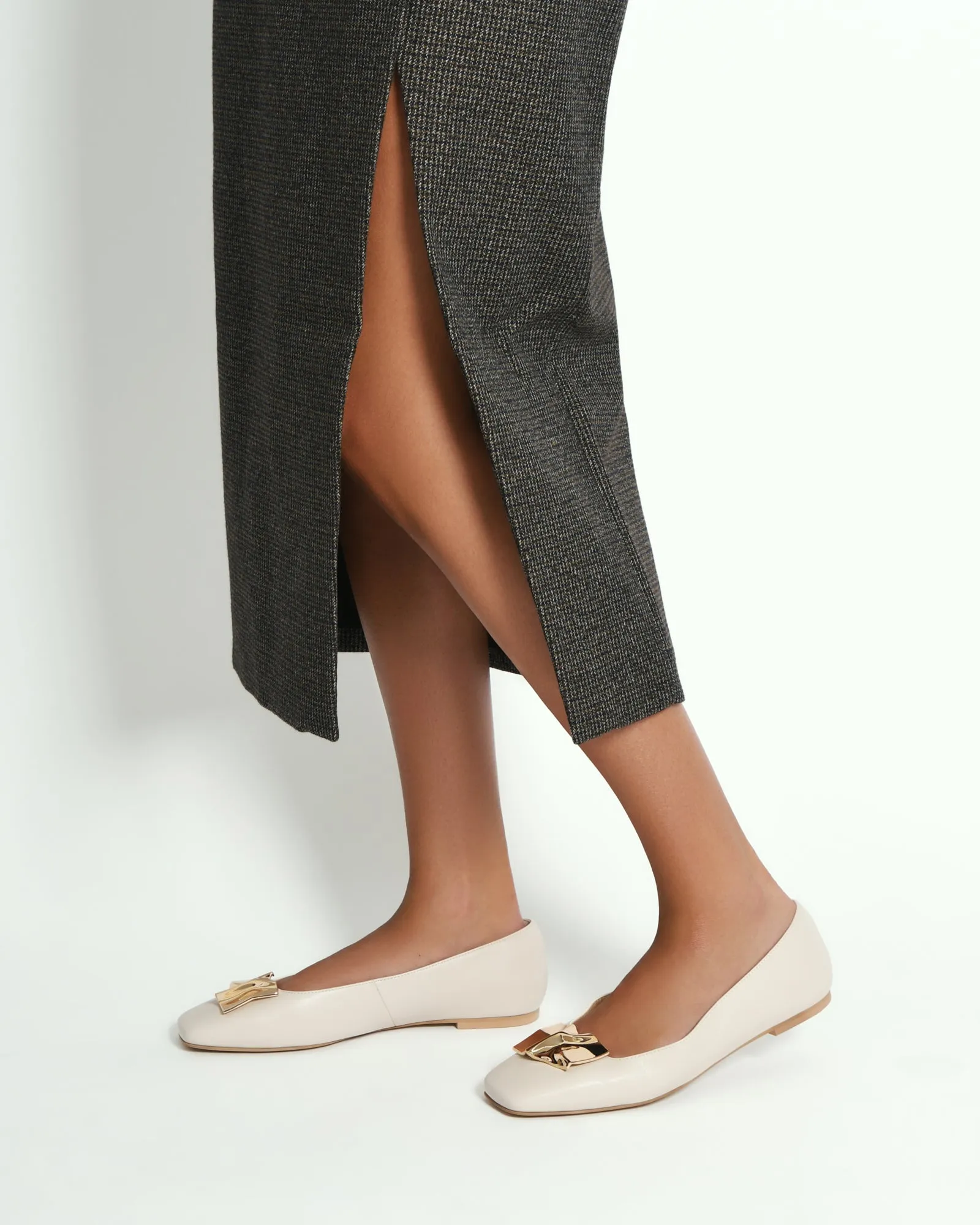 SONNY DRESS FLATS IN OFF-WHITE LEDER