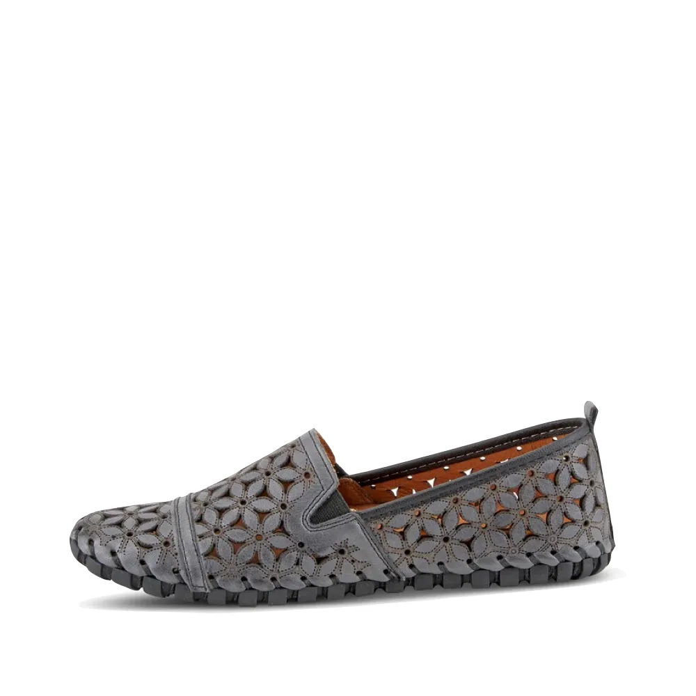 Spring Step Damen Flowerflow Schlupfschuh Flach in Anthrazit