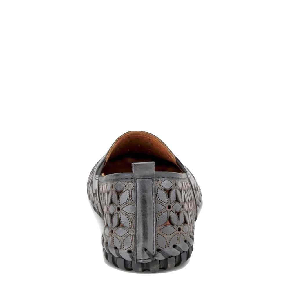 Spring Step Damen Flowerflow Schlupfschuh Flach in Anthrazit