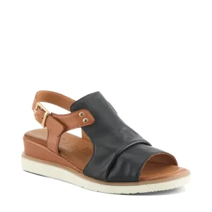 Spring Step Damen Locals Keilabsatz Sandale in Schwarz Multicolor