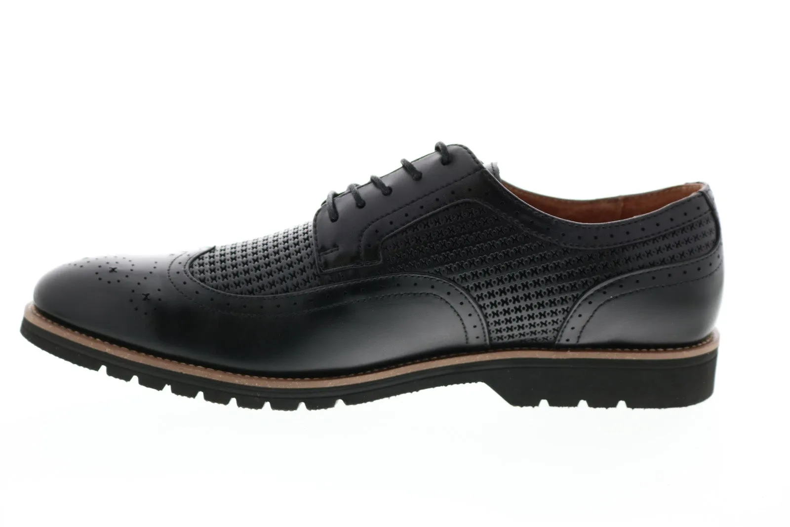 Stacy Adams Emile Leder Wingtip Oxfords Schuhe - Schwarz
