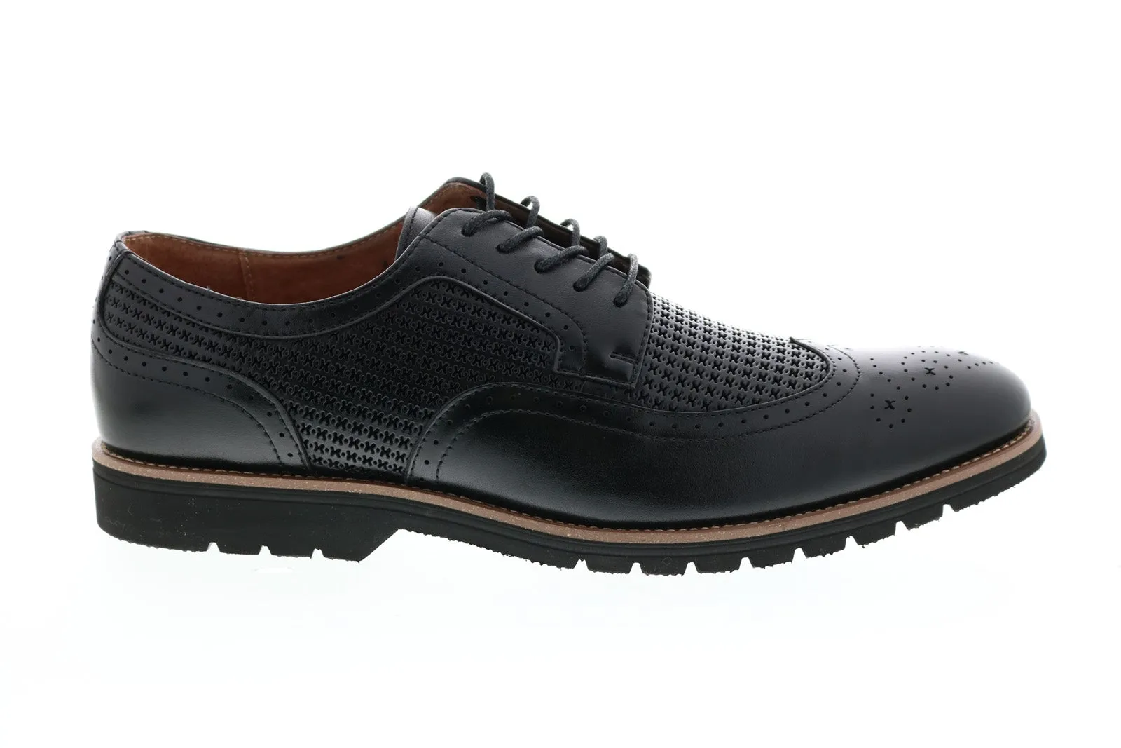 Stacy Adams Emile Leder Wingtip Oxfords Schuhe - Schwarz