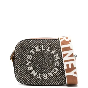 Stella Logo Kamera-Tasche Fischgrätmuster, Schwarz/Pekannuss Taschen_Stella Mccartney_Taschen