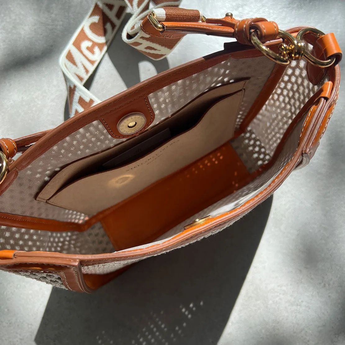 Stella Logo Mini Umhängetasche Rope Mesh, Elfenbein/Beige Taschen_Stella Mccartney_Taschen