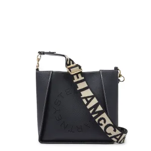 Stella Logo Mini Umhängetasche Hobo Perforiert, Schwarze Taschen_Stella Mccartney_Taschen