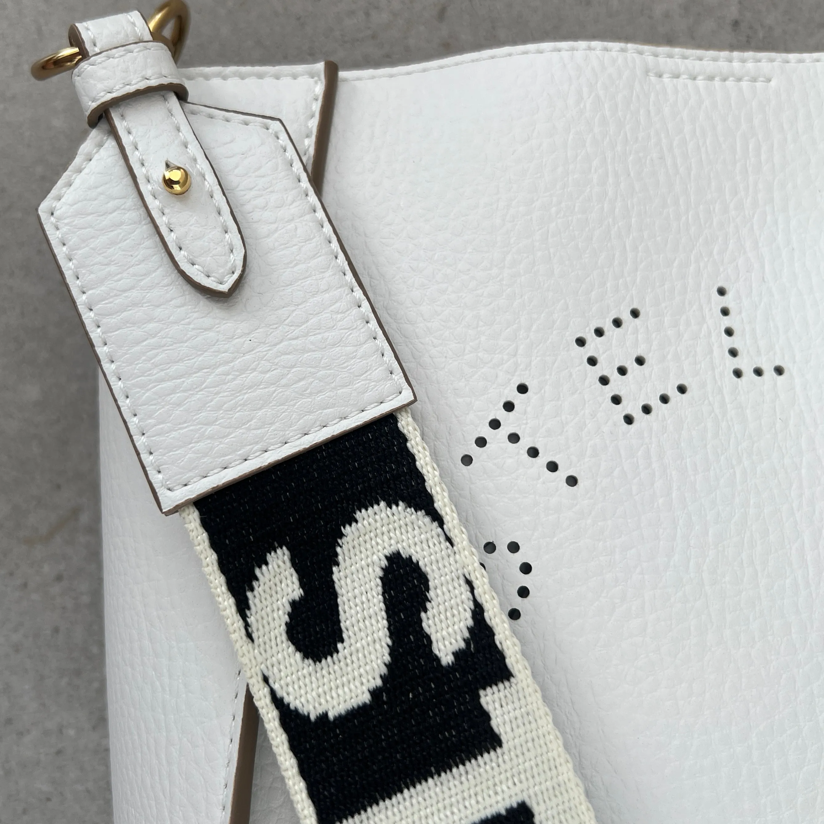 Stella Logo Mini Umhängetasche Hobo Perforiert, Weiße Taschen_Stella Mccartney_Taschen