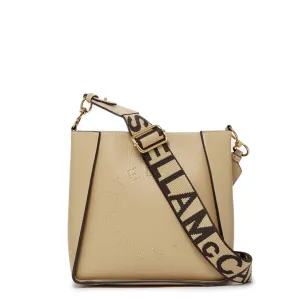 Stella Logo Mini Umhängetasche Hobo mit Prägestruktur und Nieten, Karamell Taschen_Stella Mccartney_Taschen
