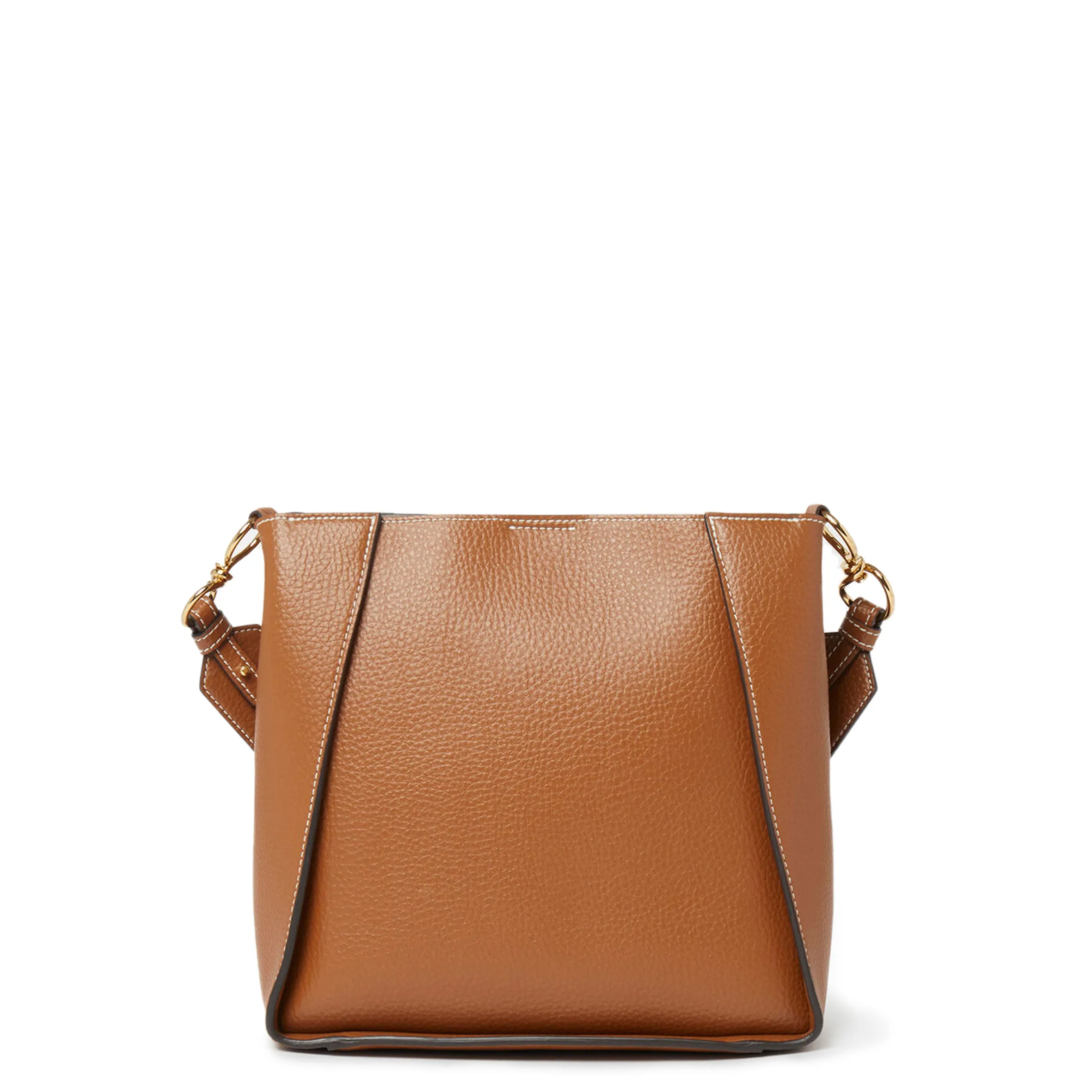 Stella Logo Mini Umhängetasche Hobo mit Prägestruktur und Nieten, Pekannuss Taschen_Stella McCartney_Taschen