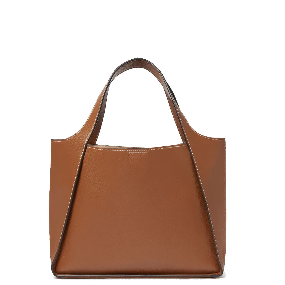 Stella Logo Tragetasche C/B Körnung mit Nieten, Pekannuss Taschen_Stella Mccartney_Taschen