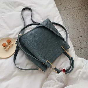 Steinmuster PU-Leder Eimerhandtaschen für Damen 2020 Kleine Schulter Messenger Tasche Damen Mode Handtaschen Luxus Tragetaschen Fashion Nova Taschen