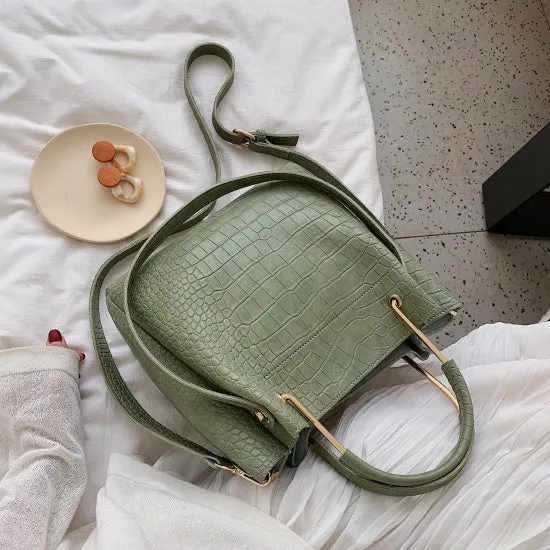 Steinmuster PU-Leder Eimerhandtaschen für Damen 2020 Kleine Schulter Messenger Tasche Damen Mode Handtaschen Luxus Tragetaschen Fashion Nova Taschen