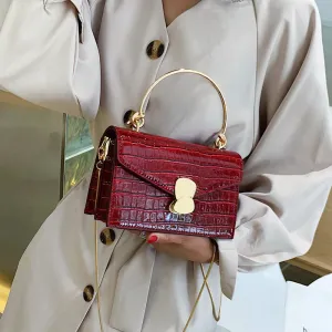 Steinmuster PU-Leder Umhängetasche für Damen 2020 Mini Schulter Messenger Bag mit Metallgriff Damen Reisetaschen Fashion Nova Taschen