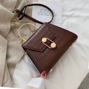 Steinmuster PU-Leder Umhängetasche für Damen 2020 Kleine Tragetasche mit Metallgriff Damen Schulter Messenger Bag Handtasche Fashion Nova Taschen