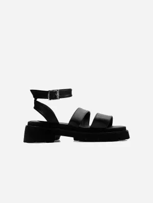 Riemchen-Desserto® Kaktusleder-Sandalen | Schwarz
