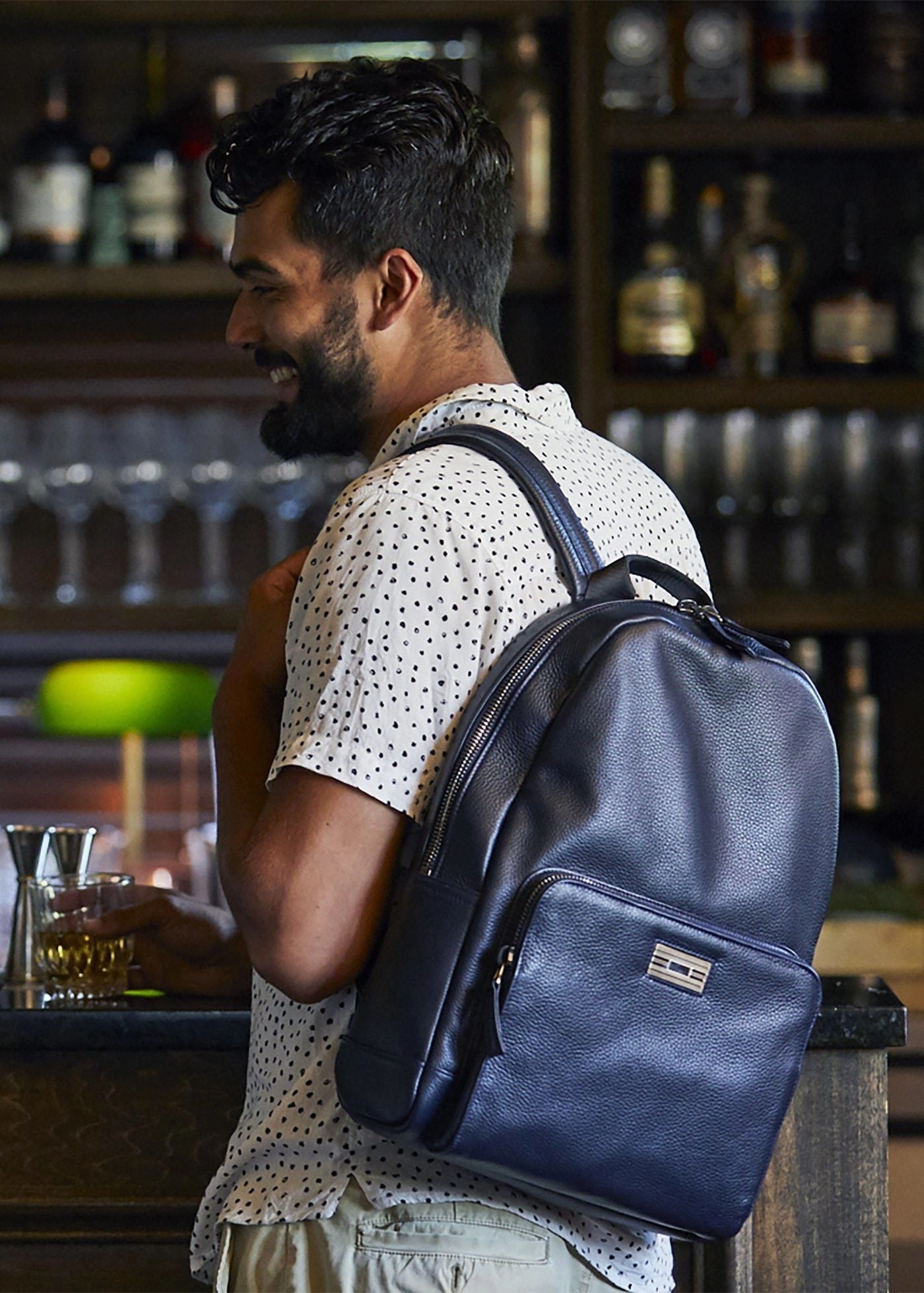 Stuart Backpack - Navy Leather