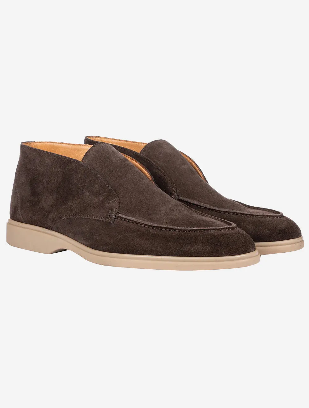 Suede Knöchelstiefel Dunkelbraun