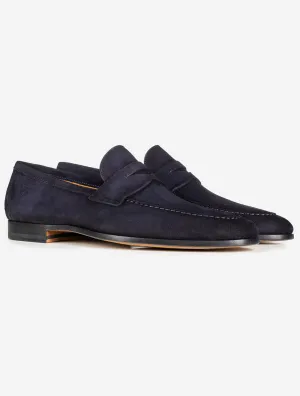 Suede Schlupf-Loafer Marineblau