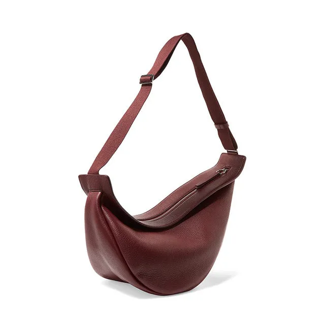 [Super Seabob] 2020 Frühling Damen Neu Weinrot Schwarz Farbe Breiter Einzelner Träger Reißverschluss Halbmond PU Leder Brusttasche Alles passt LI812 Mode Nova Taschen