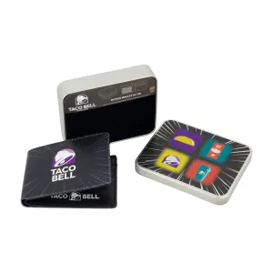 TACO BELL LOGO Brieftasche mit zwei Fächern, schlanke Geldbörse mit dekorativer Dose für Damen und Herren, ecco Schuhe
