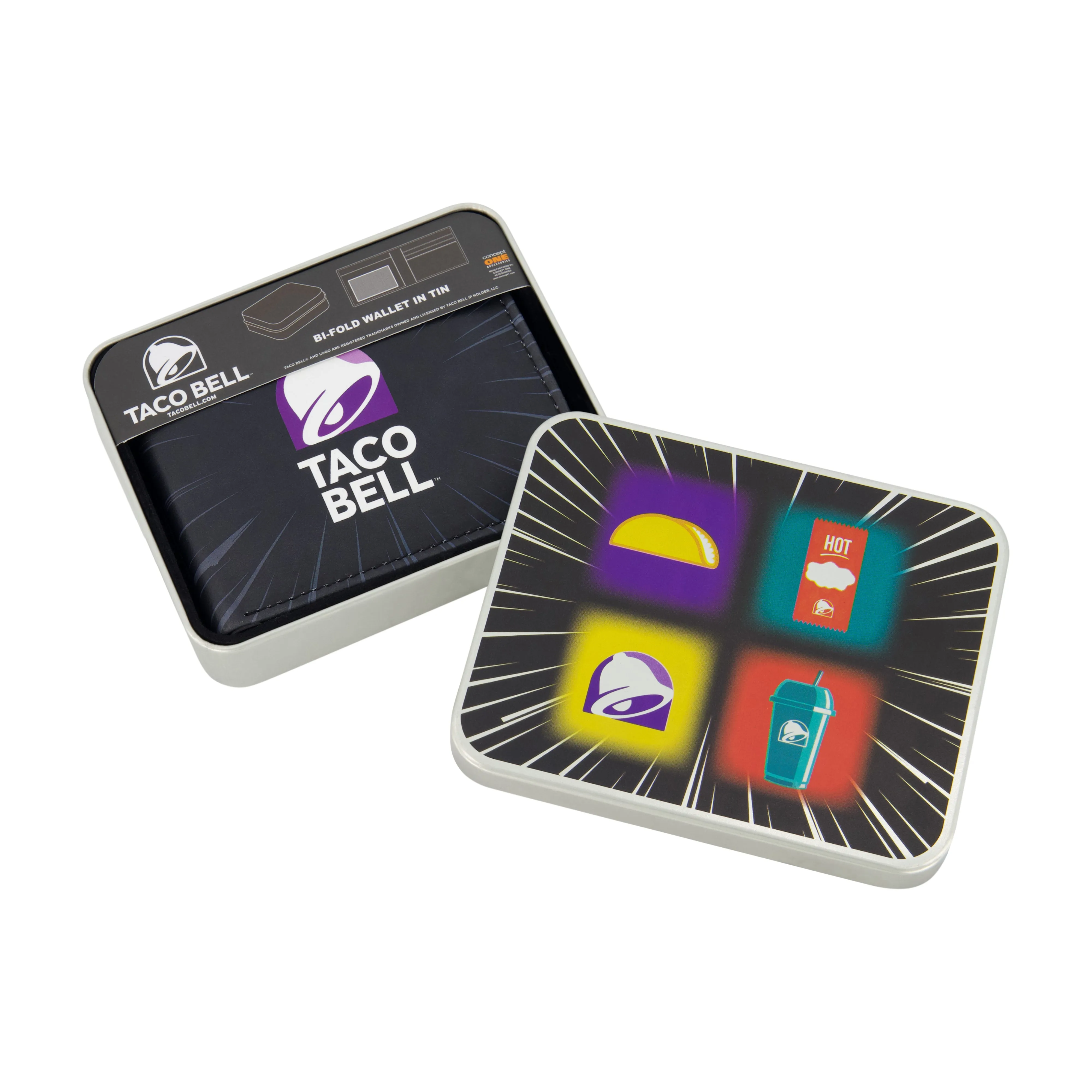 TACO BELL LOGO Brieftasche mit zwei Fächern, schlanke Geldbörse mit dekorativer Dose für Damen und Herren, ecco Schuhe
