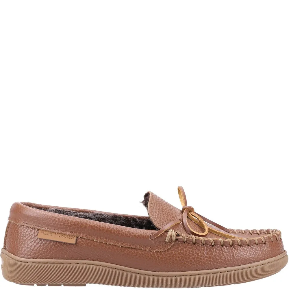 Braune Ace Leder Hausschuhe