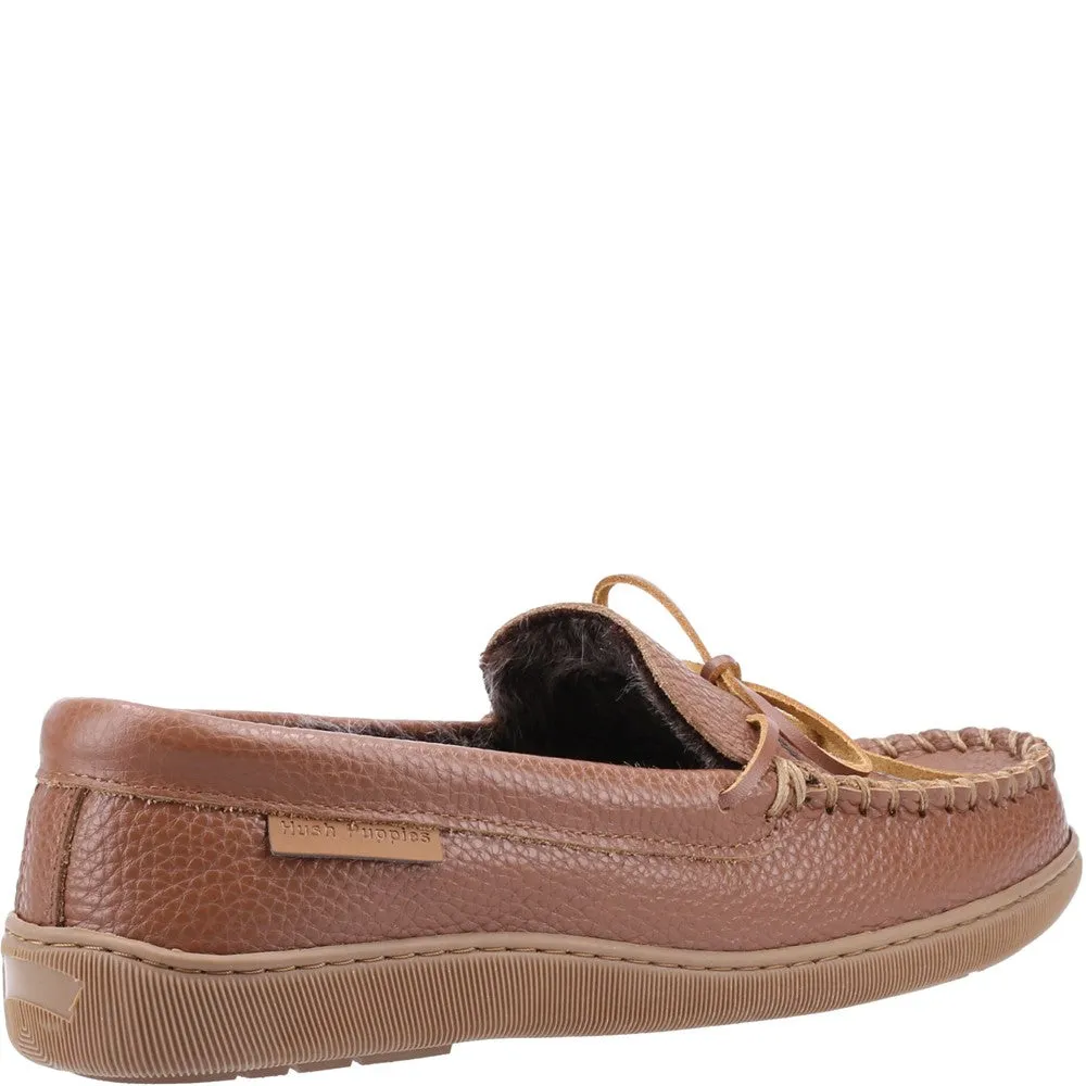 Braune Ace Leder Hausschuhe