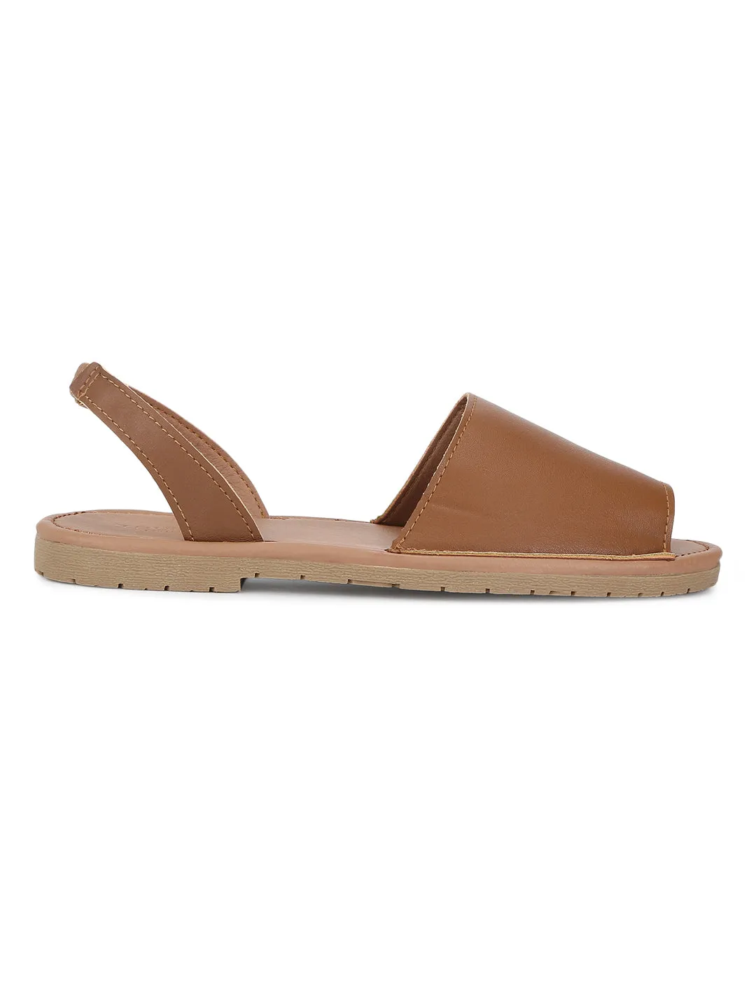 Tan PU Rucksackriemen Sandalen mit offener Spitze zum Schlüpfen