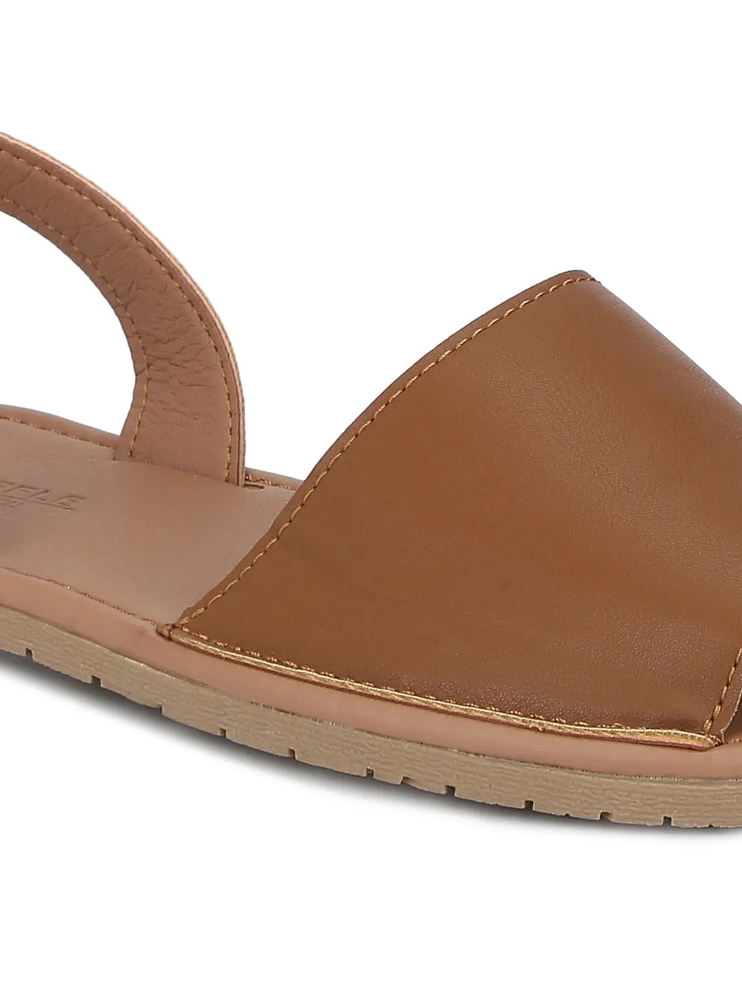 Tan PU Rucksackriemen Sandalen mit offener Spitze zum Schlüpfen