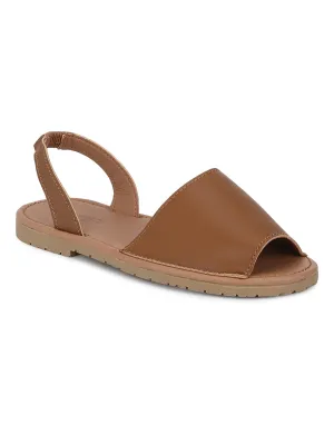 Tan PU Rucksackriemen Sandalen mit offener Spitze zum Schlüpfen