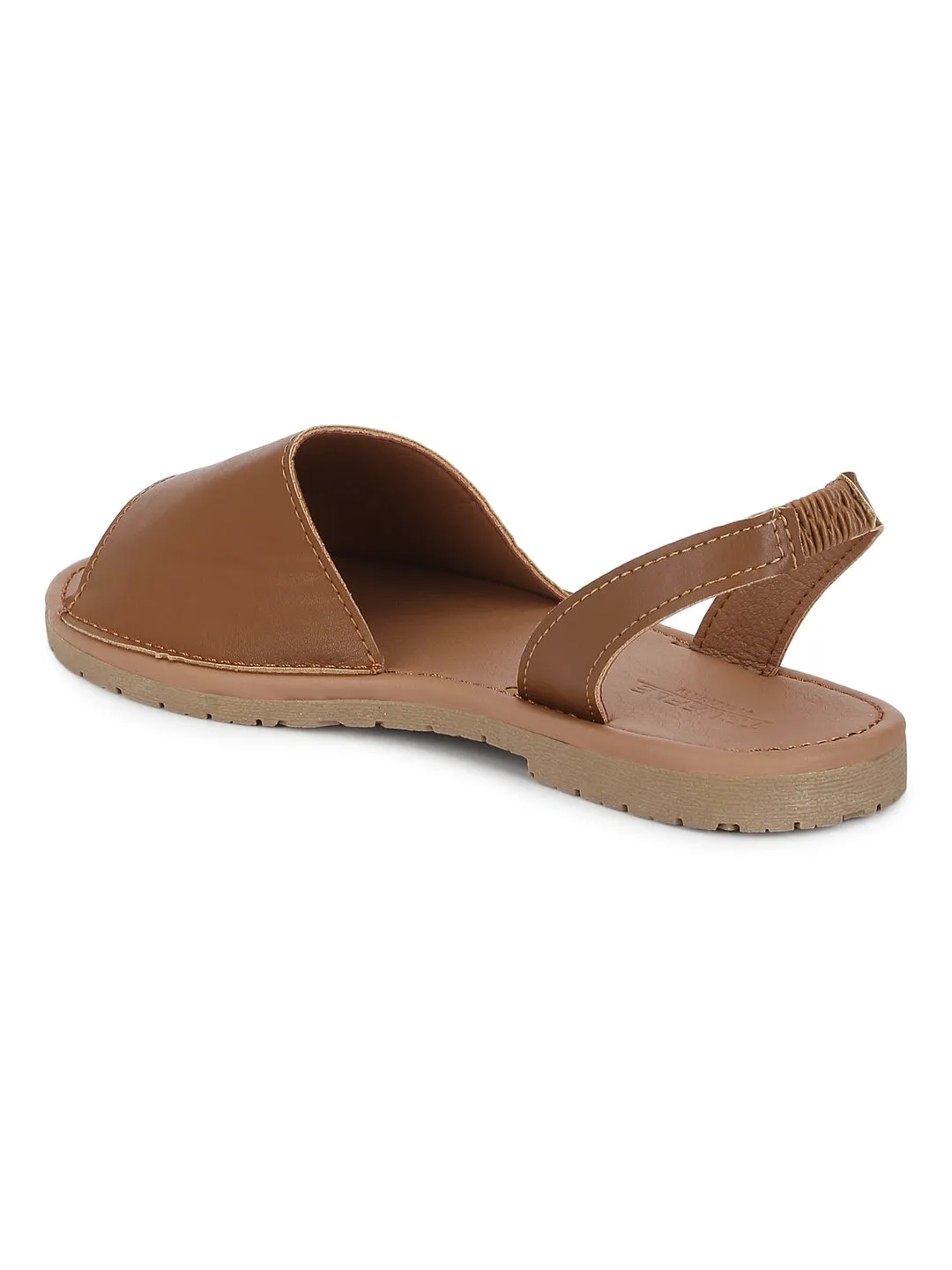 Tan PU Rucksackriemen Sandalen mit offener Spitze zum Schlüpfen