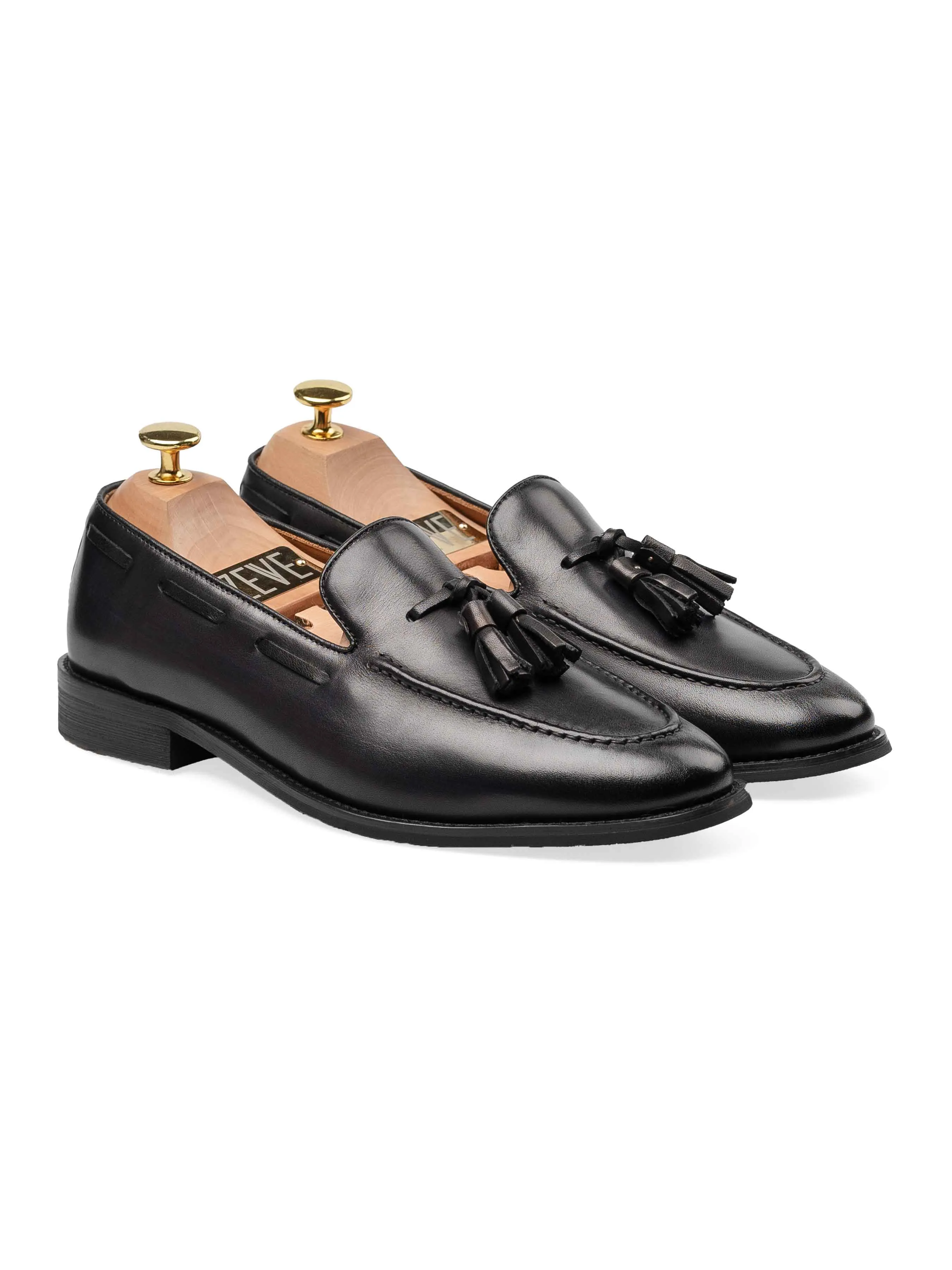 Quasten-Loafer - Schwarz Grau (Handbemalte Patina)