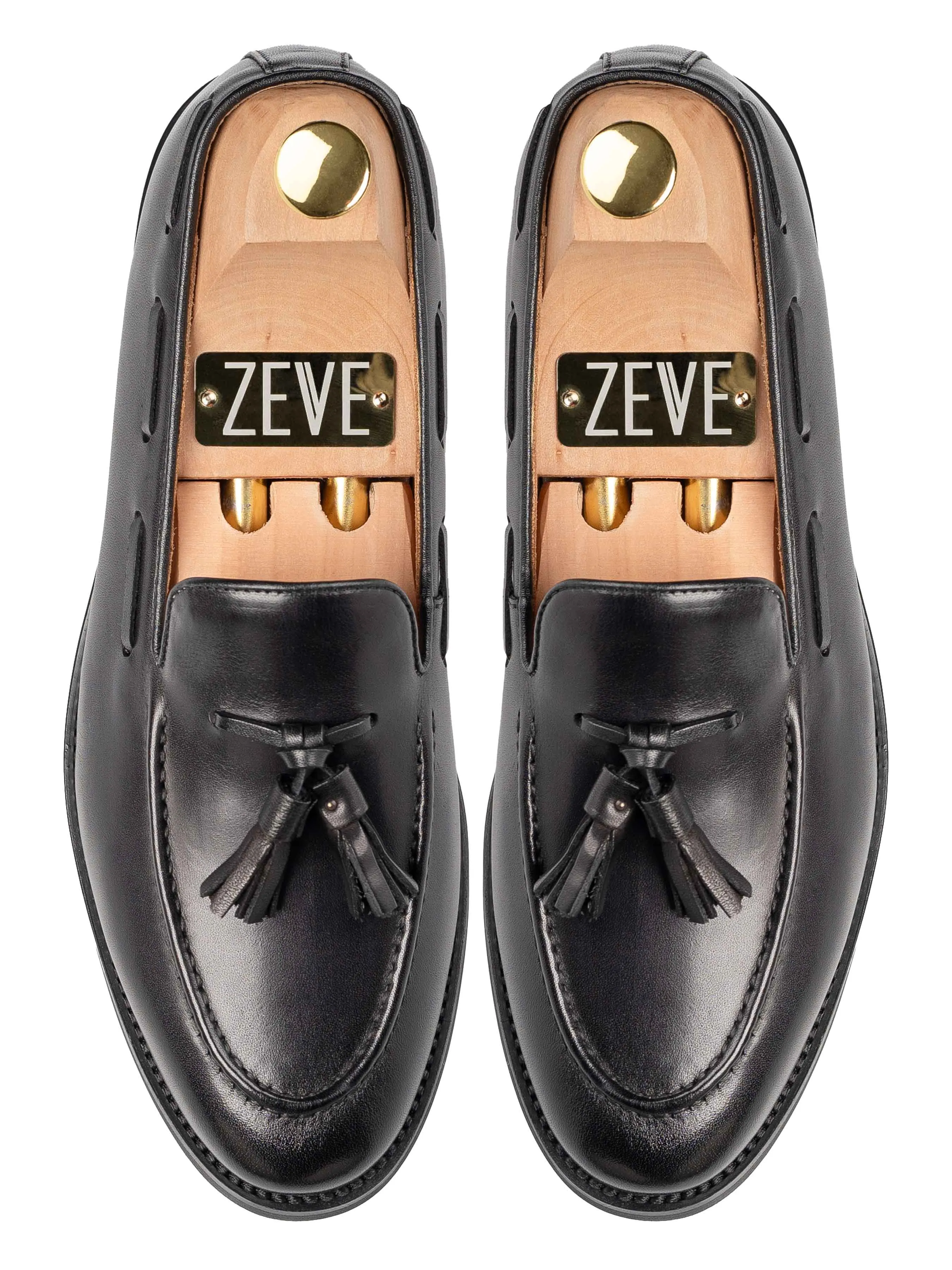 Quasten-Loafer - Schwarz Grau (Handbemalte Patina)