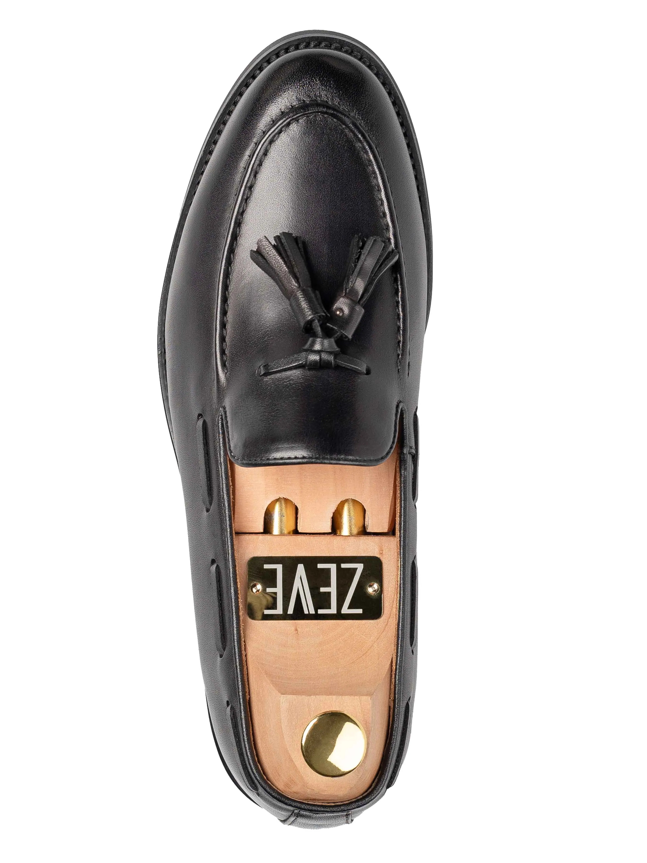 Quasten-Loafer - Schwarz Grau (Handbemalte Patina)