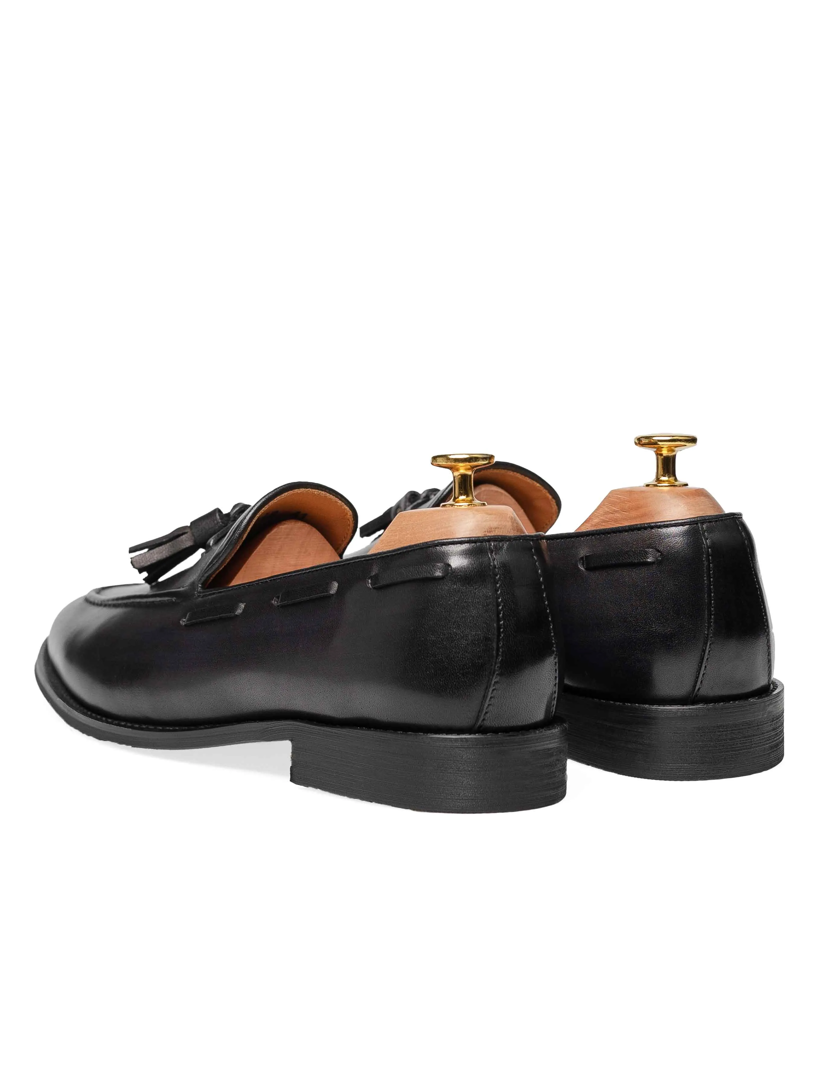 Quasten-Loafer - Schwarz Grau (Handbemalte Patina)